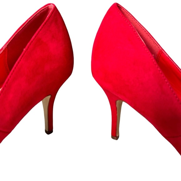 JustFab | Red Embellished Silver Bow Heels Size 11 NWOT - Picture 8 of 11